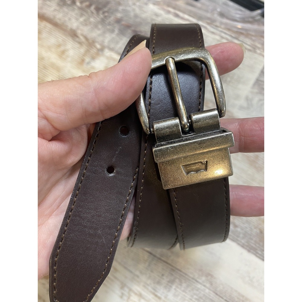 Levis Mens Logo Brown Synthetic Leather Belt Size 30-32 12LV0257